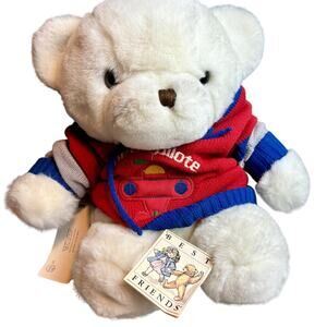 Vintage White Plush Bear Best Friends with Vintage 18M Pilot Sweater